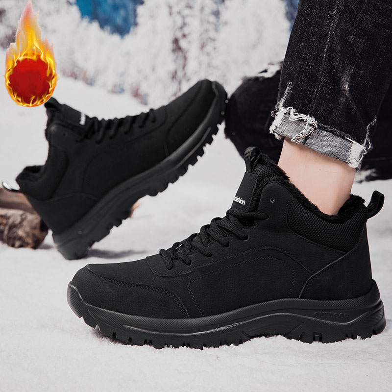 Factory wholesale winter lightweight thermal boots, thickened cotton shoes for men, plush insulated cotton boots, outdoor warm snow boots
