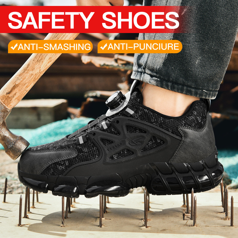 New Men's Labor Protection Shoes for Summer - Breathable, Anti-Impact, Anti-Puncture, Lightweight, Insulated with Steel Toe Cap, Suitable for Construction Work